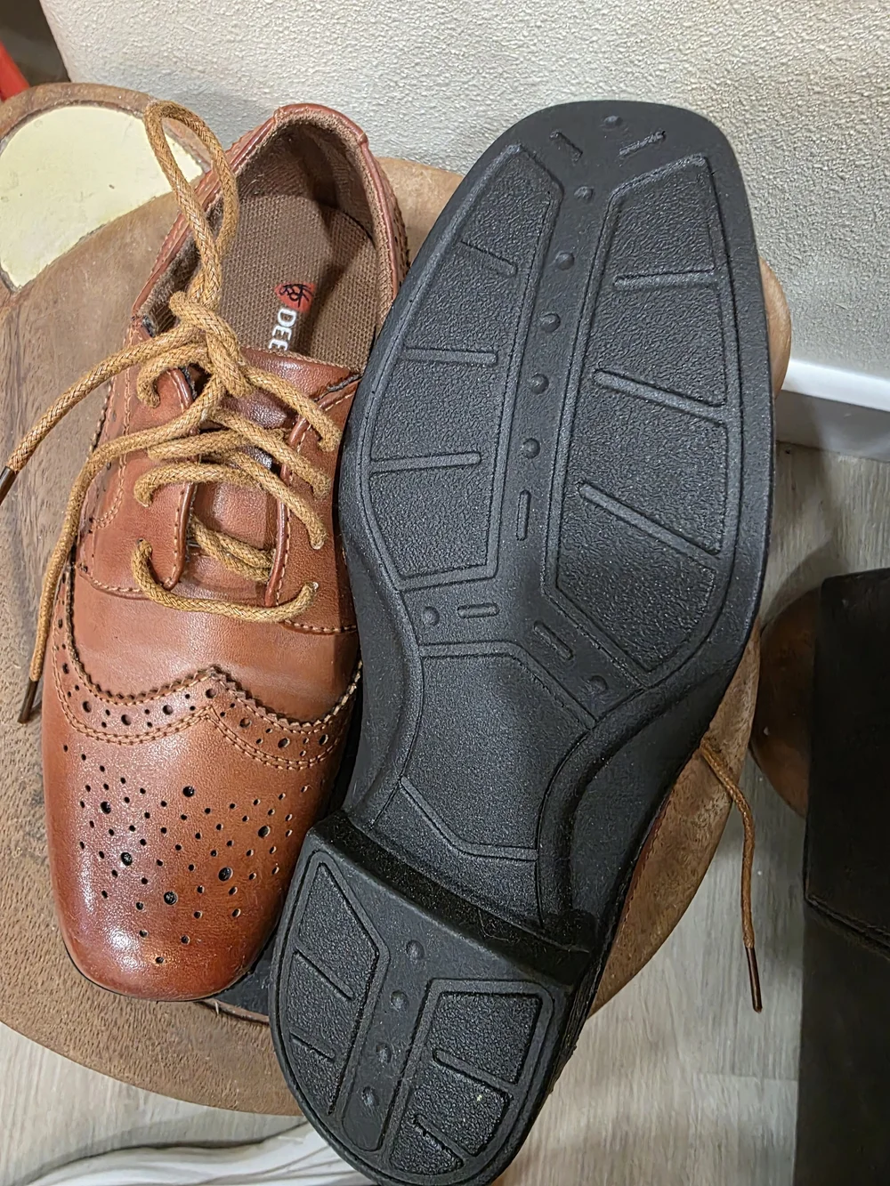 Deer Stags Boys Brown Wingtip Dress Shoes